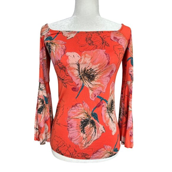 Free People Birds of Paradise Top XS Bell Sleeve Fairy Floral Bohemian Feminine - Picture 2 of 10